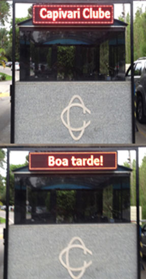 Painel de LED na entrada do clube de campo