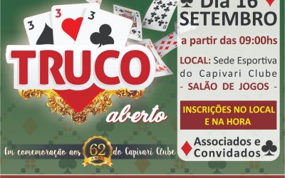 Competição aberta de truco no aniversário do clube