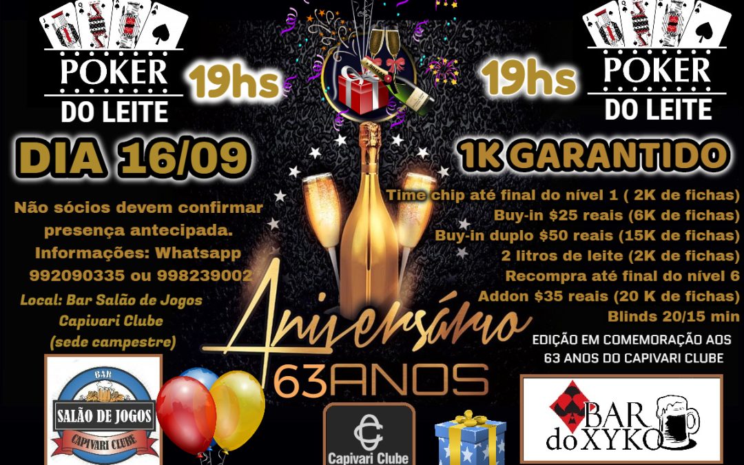 Torneio aberto de poker no mês de aniversário